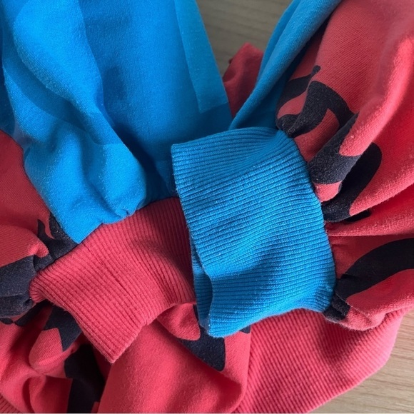 CHAMPION DIY sz S All Over Print SHRUG Short Sleeve Sweatshirt Red Blue - Picture 8 of 9